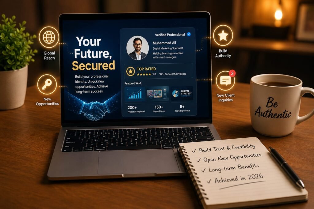 Digital personal branding and professional success mockup in 2026